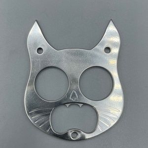 Silver Titanium Cat Keychain EDC Gear Safety Cat Bottle Opener Keychain
